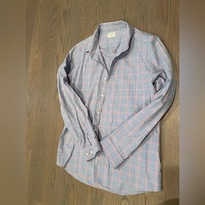 Blue and pink plaid button down size L